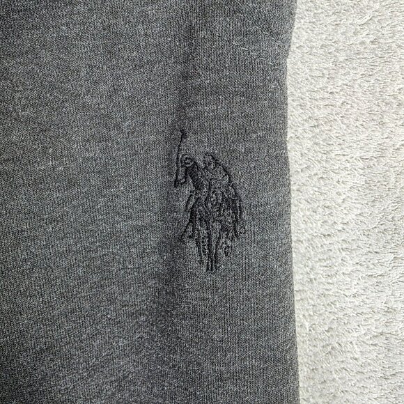 Mens US Polo Assn Gray Heavyweight Fleece Sweatpants Drawstring Polyester XXL - Picture 2 of 10